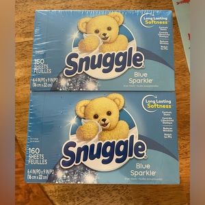 Snuggle fabric softner dryer sheets, blue sparkle, 2ct 160each. Total 320
